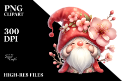 Cute Gnome with Cherry Blossom PNG Product Image 2