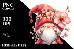 Gnome with Cherry Blossom PNG Product Image 2