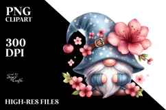Gnome with Cherry Blossom PNG Product Image 2