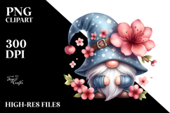Cute Gnome with Cherry Blossom PNG Product Image 2