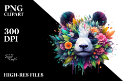 Vibrant Panda with 3D Flowers, Transparent PNG Product Image 2