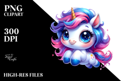 Cute Baby Unicorn Jumping PNG Product Image 2