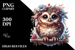 Adorned Cute Baby Owl PNG Product Image 2