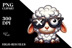 Silly Lamb with Oversized Sunglasses PNG Product Image 2