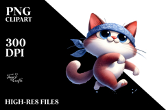 Silly Cartoon Cat with Bandana, High-Res PNG Product Image 2