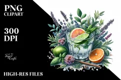 Watercolor Cocktail Drink Mojito Refreshing Clipart Product Image 3