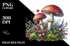 Detailed Mushroom Watercolor Splash PNG Product Image 1