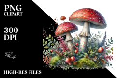 Detailed Mushroom Watercolor Splash PNG Product Image 2