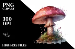 Detailed Mushroom Watercolor Splash PNG Product Image 1