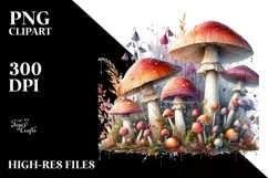 Detailed Mushroom Watercolor Splash PNG Product Image 1