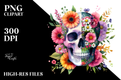Skull with Spring Flowers, PNG Product Image 2