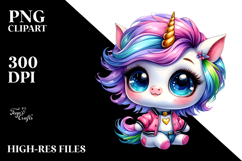 Cute Baby Unicorn with Cool Haircut PNG Product Image 2