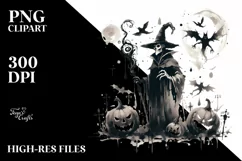 Vintage Warlock Halloween Image, Transparent PNG Product Image 1