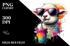 Colorful Lamb Drink Sunglasses Clipart Product Image 3