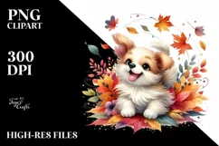 Dog with Autumn Leaves, Transparent PNG Product Image 1