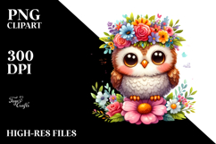 Adorned Owl Flower Crown Clipart Product Image 2