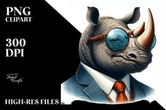 Smiling Rhino Suit Retro es | Sublimation | Clipart Product Image 1