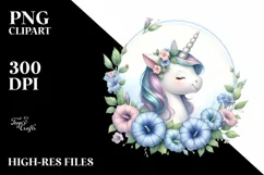 Cute Baby Unicorn with Morning Glory Frame | Sublimation | Product Image 3