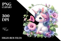 Cute Baby Unicorn with Morning Glory Frame | Sublimation | Product Image 3