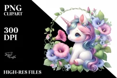 Cute Baby Unicorn with Morning Glory Frame | Sublimation | Product Image 3