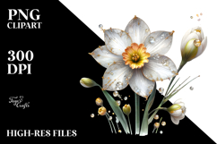 Narcissus with Metalic Insertions PNG Product Image 2
