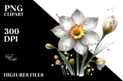 Narcissus with Metalic Insertions PNG Product Image 2