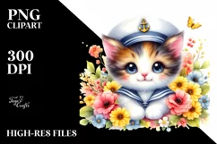Colorful Smiling Baby Kitten Sailor Clipart Product Image 3