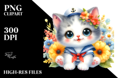 Smiling Sailor Baby Kitten Clipart Product Image 2