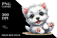 Watercolor Baby Cartoon West Highland White Terrier PNG Product Image 2