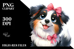 Happy Cartoon Border Collie PNG Product Image 2