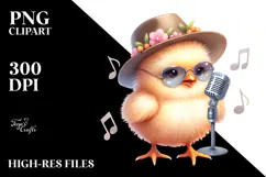 Cute Energetic Baby Chicken PNG Product Image 2