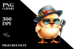 Cute Baby Chicken with Hat and Sunglasses PNG Product Image 2