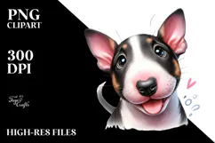 Cute Baby Bull Terrier with Crazy Fur PNG Product Image 2