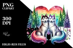 Cute Rainbow Trees Siberian Husky, PNG Product Image 2