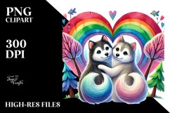 Rainbow Trees with Husky Heart PNG Product Image 2