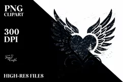 Simple Distressed Heart with Wings PNG Product Image 2