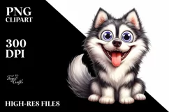 Cute Watercolor Siberian Husky Clipart Product Image 3