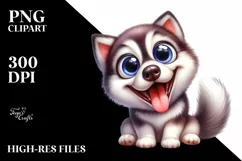 Cute Watercolor Siberian Husky Clipart Product Image 1