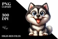 Cute Watercolor Siberian Husky Clipart Product Image 1