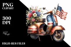 Rusty Scooter USA Flag | Watercolor Clipart Product Image 3