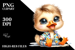 Cute Baby Duck in Summer Clothes PNG Product Image 2