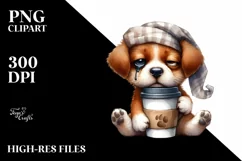 Funny Puppy with Coffee Cup | Sublimation | Clipart Product Image 3