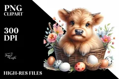 Colorful Baby Highland Cow | Sublimation | Clipart Product Image 3