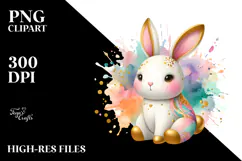 Colorful Pastel Wooden Bunny PNG Product Image 2