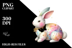 Colorful Pastel Wooden Bunny PNG Product Image 2