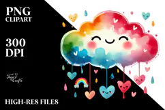 Whimsical Colorful Watercolor Cloud PNG Product Image 2