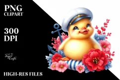 Colorful Baby Duck Sitting on Sailor | Sublimation | Clipart Product Image 1