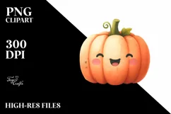 Simple Cute Pumpkin Clipart | Watercolor Sticker Product Image 1