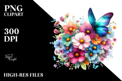 Spring Butterfly Flower Painting, PNG Product Image 2