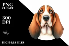 Basset Hound Big Eyes, Caricature-Like | Sublimation Clipart Product Image 1